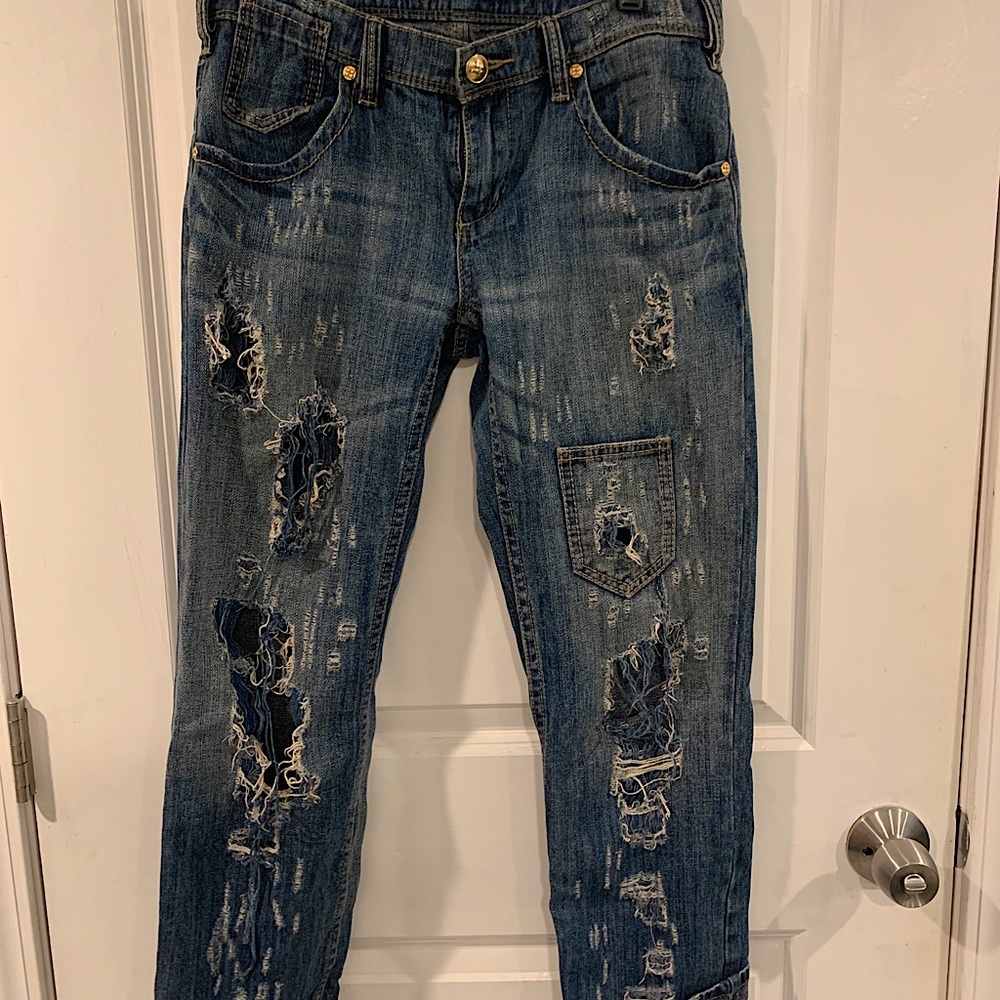 BCBG ripped boyfriend jean